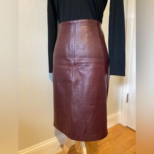 Antonio Melani Burgundy Red Genuine Leather Women's Skirt. Some signs of wear